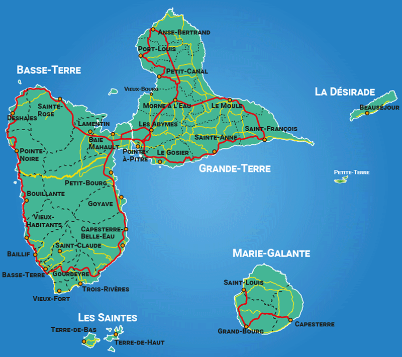 carte des iles de guadeloupe